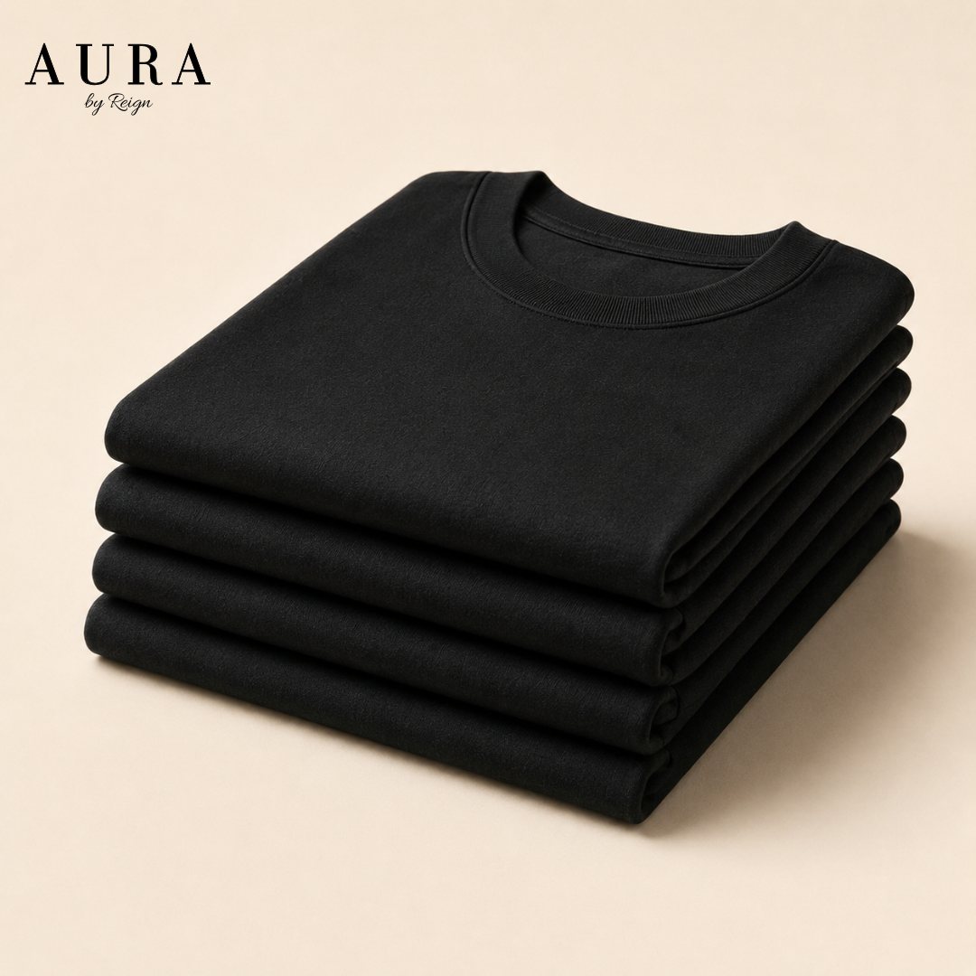 The Signature Black Tee Bundle, folded stack